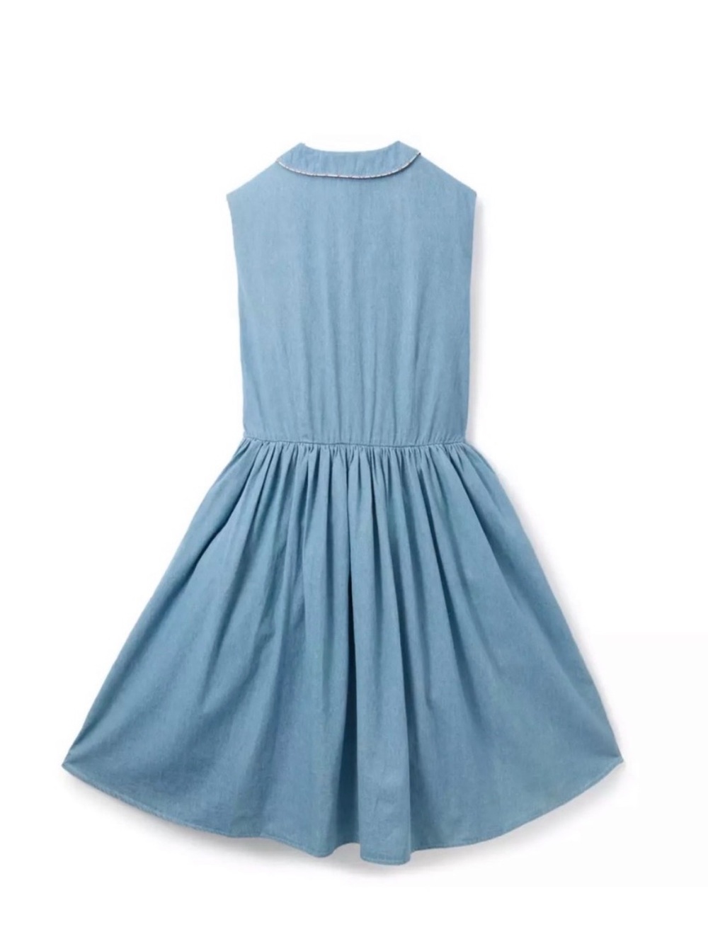 Disney Light Blue Denim Peter Pan Collar Midi Dress with Embroidered Characters - Picture 3 of 6